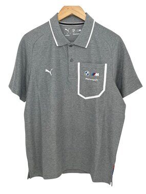 Puma x BMW Motorsport Men’s Polo Shirt Gray Large NWT